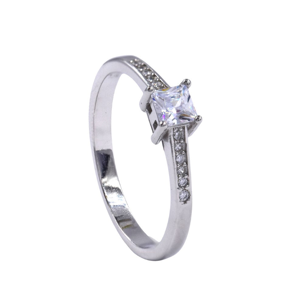 925 Square Cubic zirconia and Pave band Ring - SMR2834-O1/2