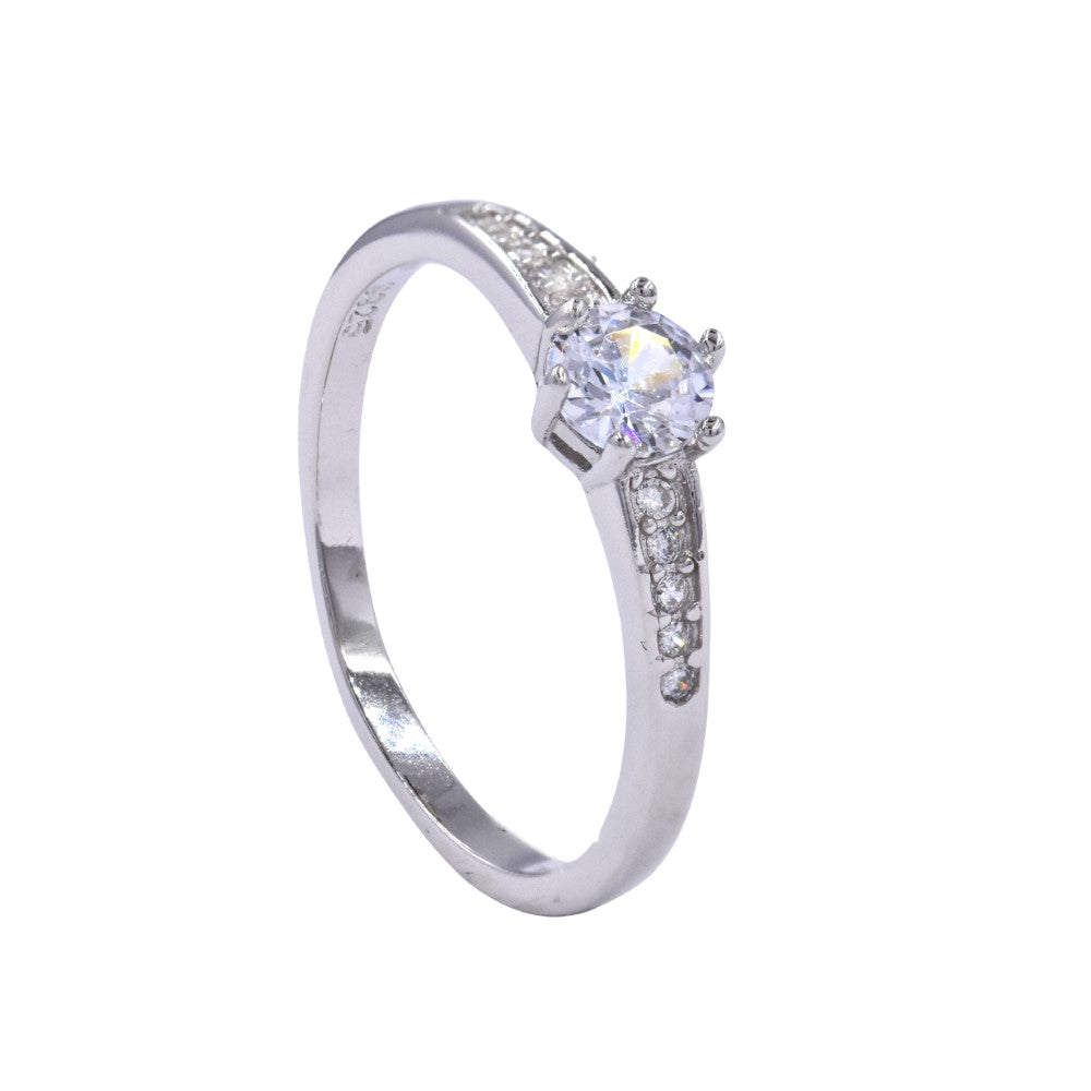 925 Silver Square Cubic Zirconia and Pave band Ring - SMR2836-O1/2