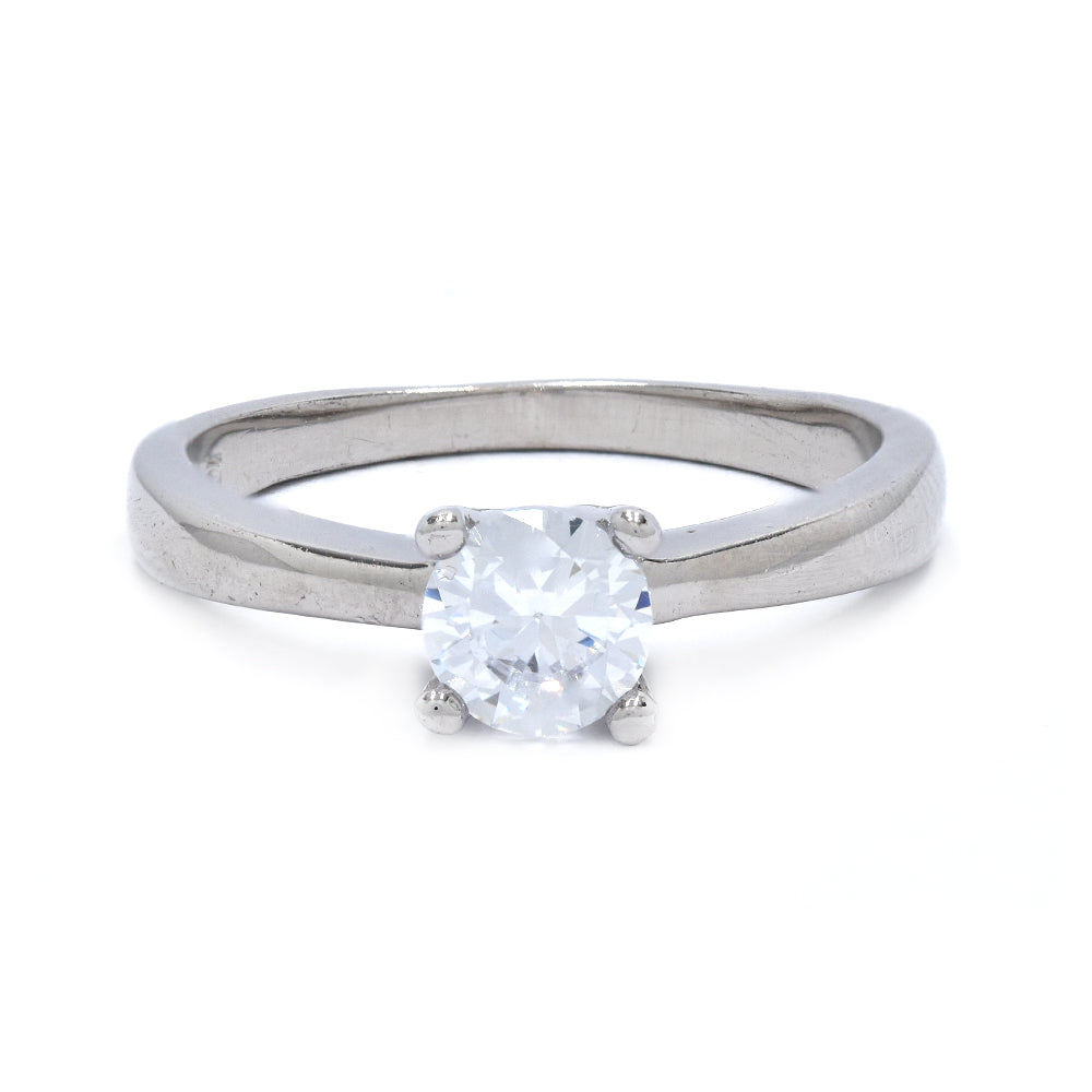 925 Silver round 4 claw Cubic zirconia twist band ring - SMR2912