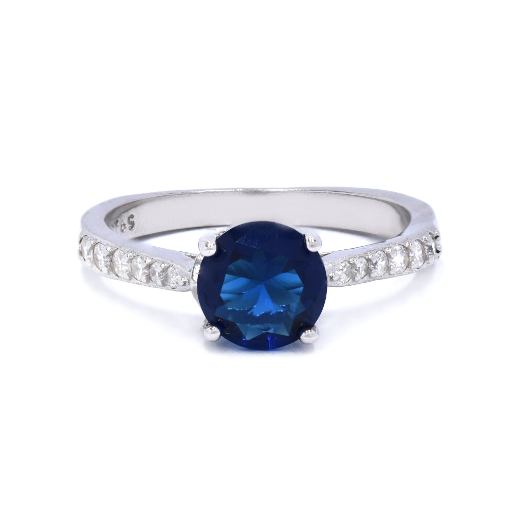 925 Silver round Cubic zirconia 7mm 4claw ring - SMR2927