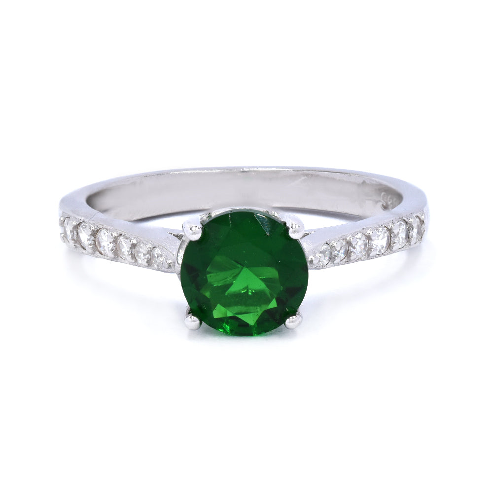 925 Silver round Cubic zirconia 7mm 4claw ring - SMR2927