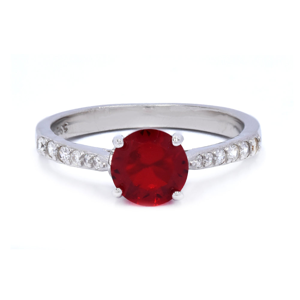 925 Silver round Cubic zirconia 7mm 4claw ring - SMR2927