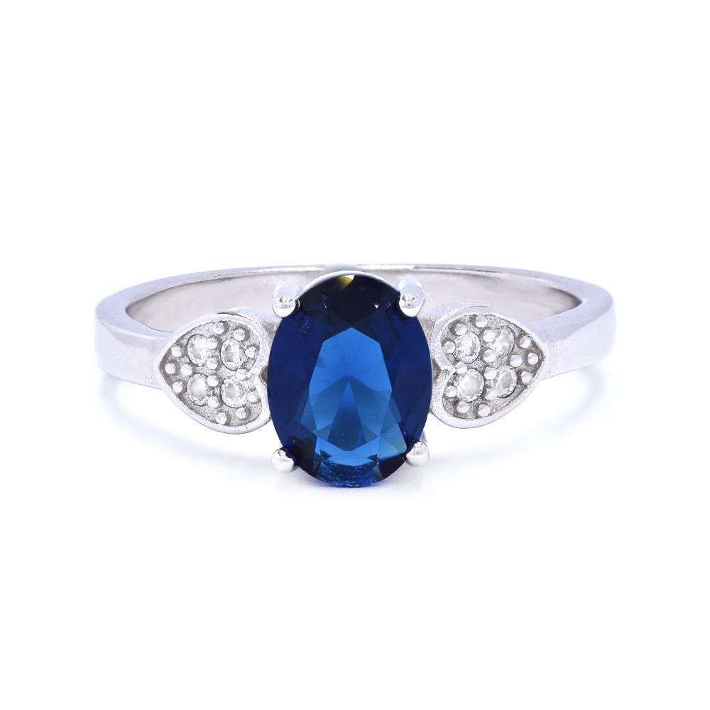 925 Silver oval and heart sides Cubic zirconia ring - SMR2929