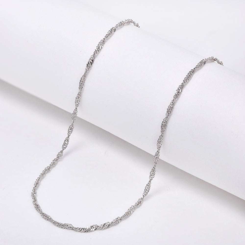 925 Silver 1mm x 40cm rhodium plated twisted chain - SN1085