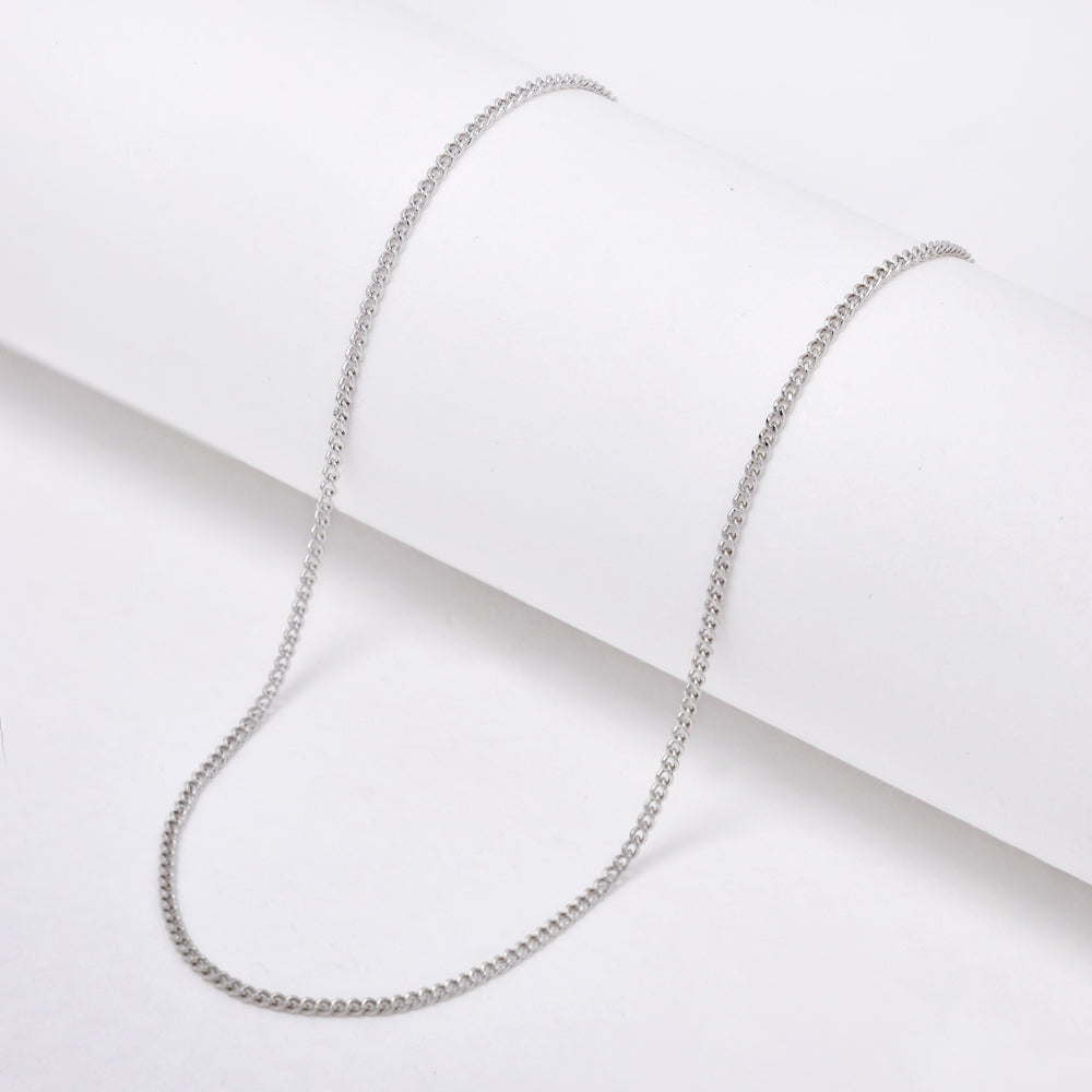 925 Silver 1mm x 45cm rhodium plated curb chain - SN1088