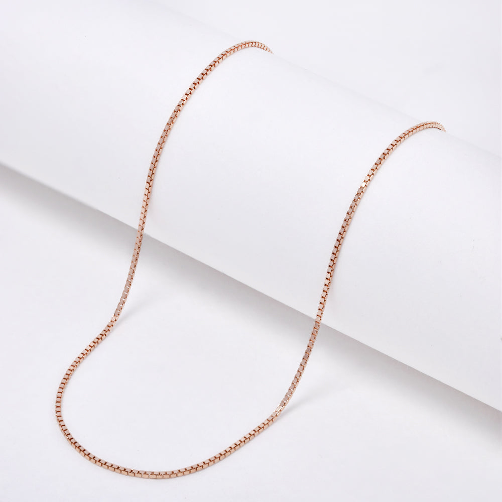 925 Silver 0.8mm x 45cm rose gold box chain - SN1089