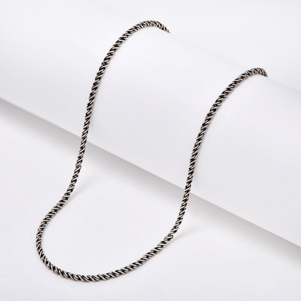 925 Silver 1.2mm x 45cm oxidized twist chain - SN1090