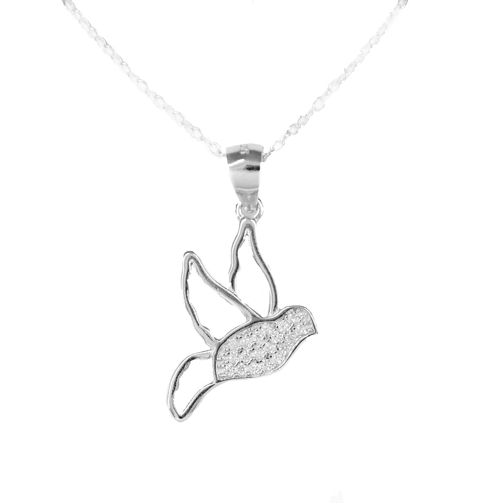 925 Silver CZ cutout bird necklace - SNCP100