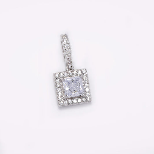 925 Silver cubic zirconia square pendant