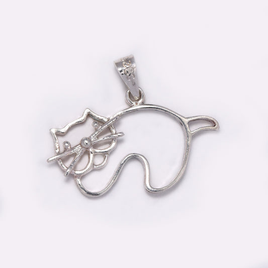 925 Silver cutout cat pendant