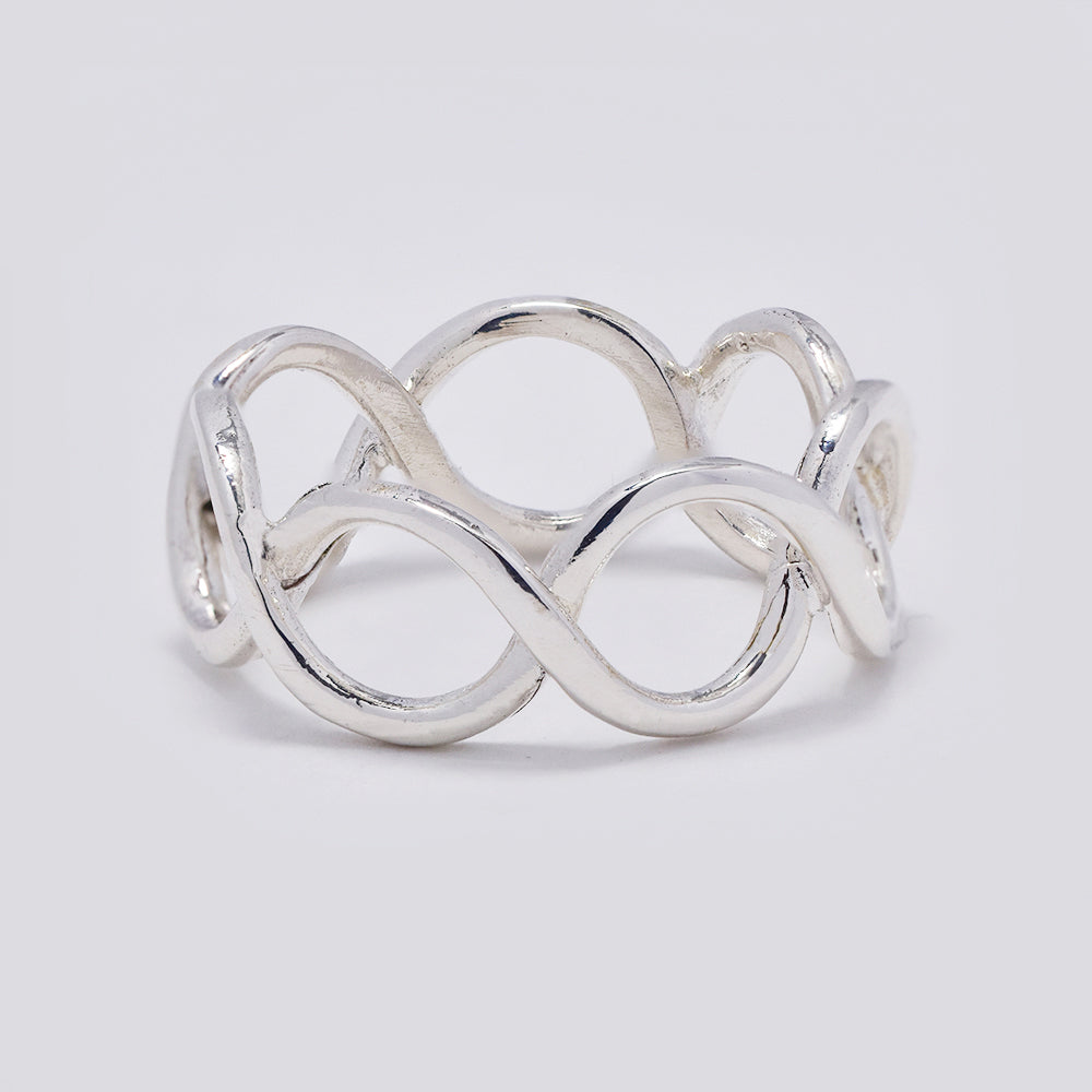 925 Silver broad infinity band ring - SR1068