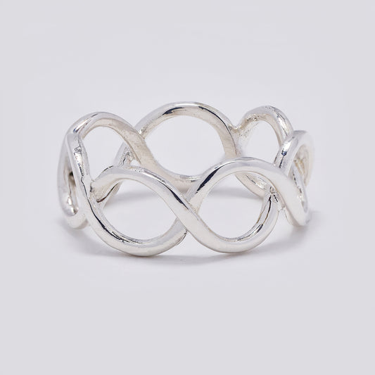 925 Silver broad infinity band ring