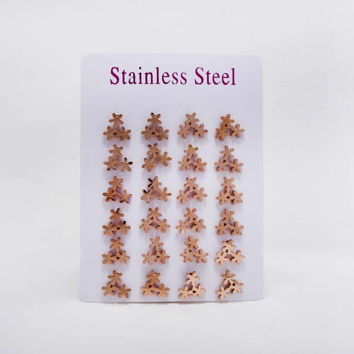 12 pack Stainless steel triple flower stud - SSAE1024