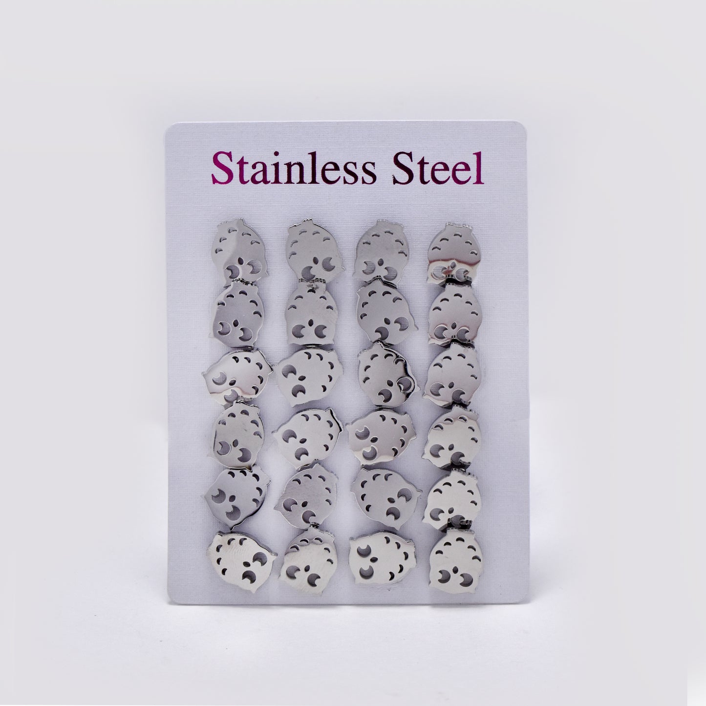 12 pack Stainless steel owl stud