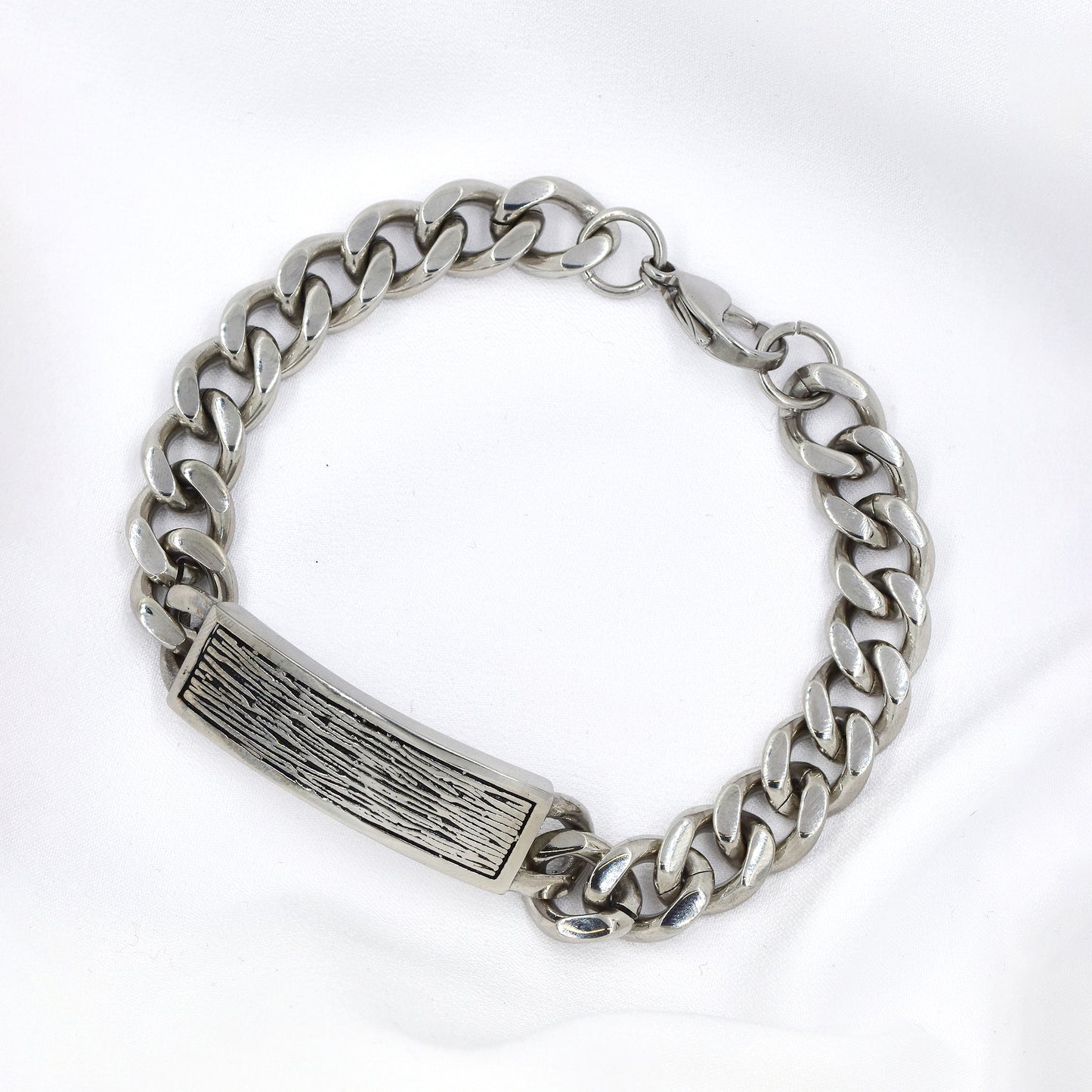 Stainless steel broad link chain ID bracelet - SSB3440