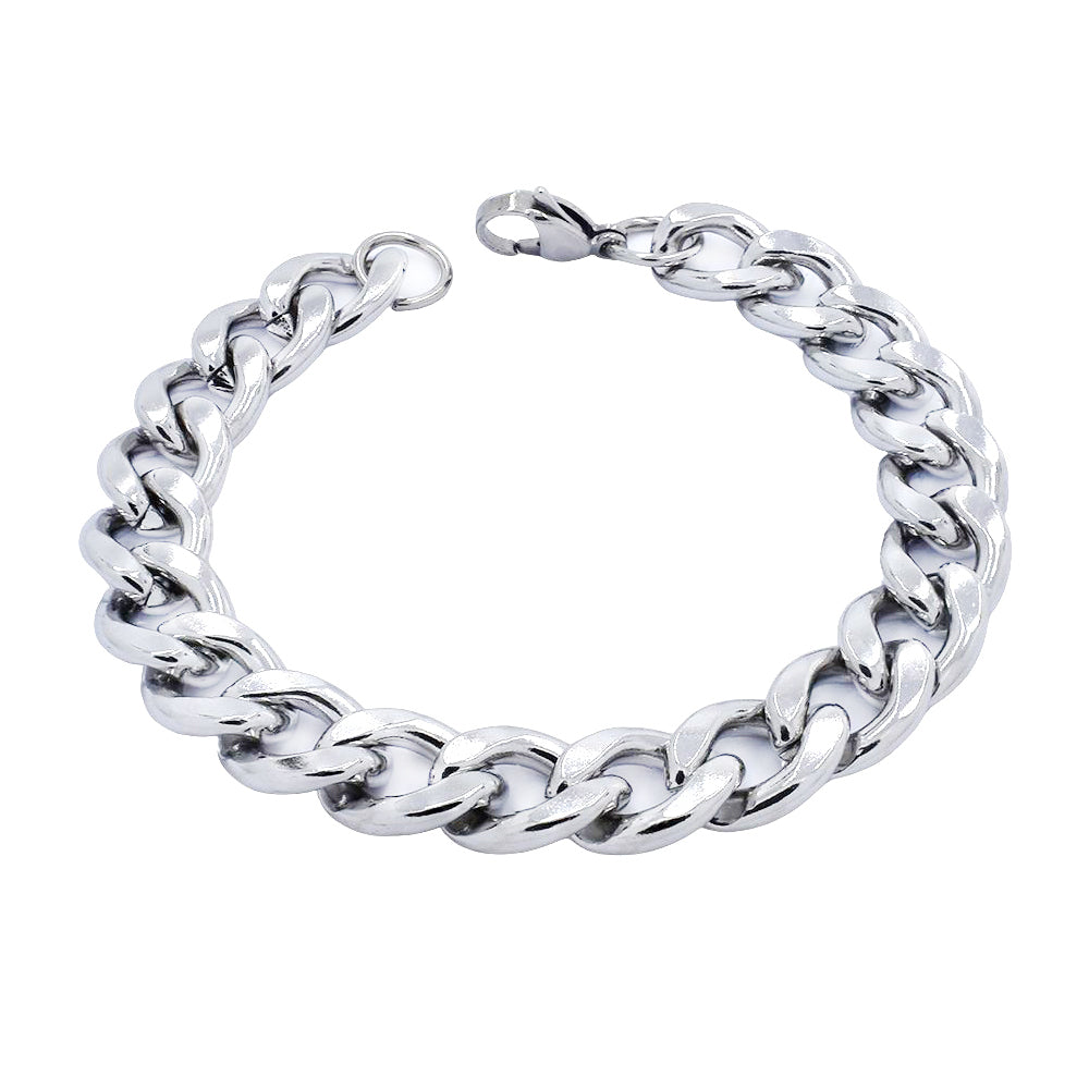 Stainless steel 11mm X 21cm curb bracelet - SSCURB-S-11X21