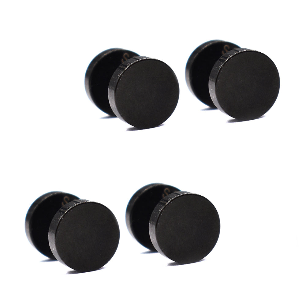 2 Pack stainless steel black 8mm dumbbell earrings - SSE2866