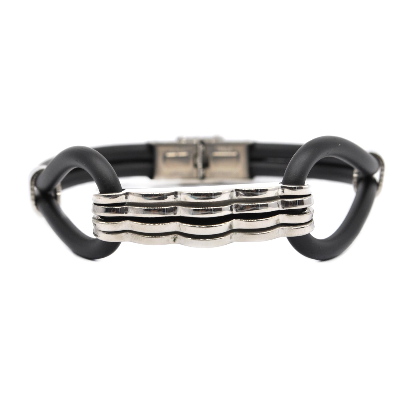 Stainless steel and leather stacked ID bracelet - SSGB2073