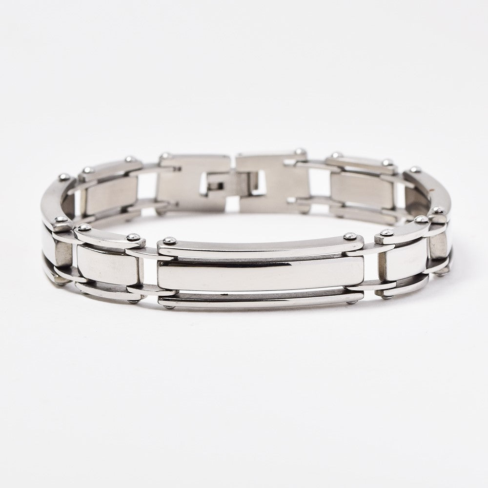 Stainless steel rectangle and square brick link bracelet - SSGB568