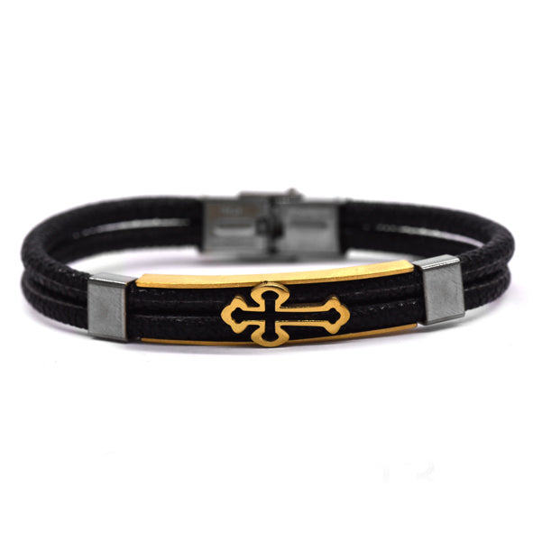 Stainless steel cross ID rubber bracelet - SSGB7614