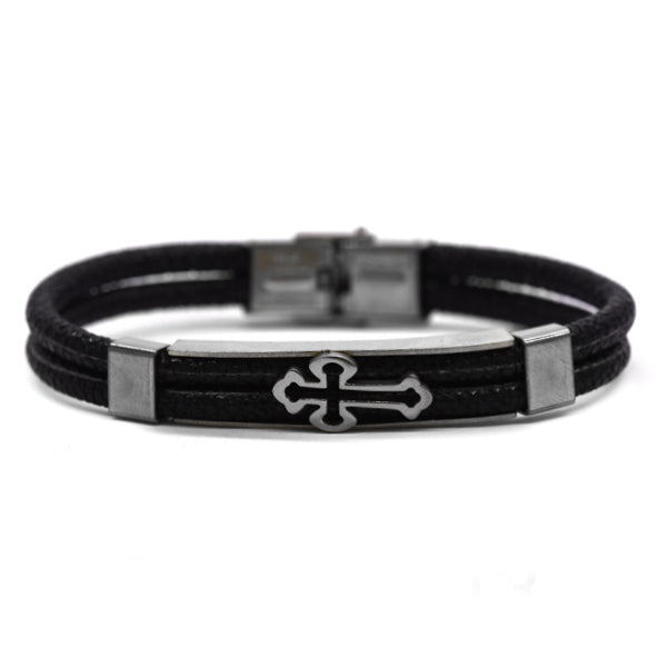 Stainless steel cross ID rubber bracelet - SSGB7614