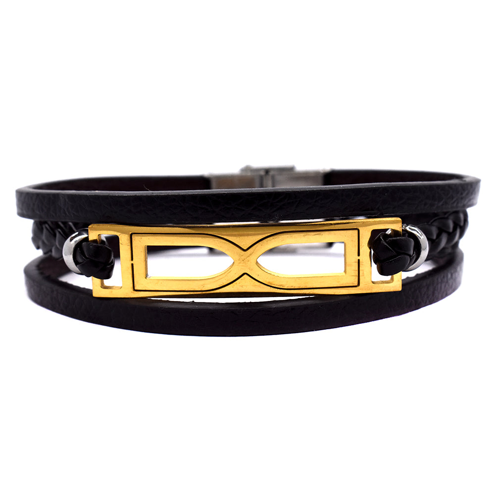 Stainless steel 3 strand cutout infinity gold plated ID bracelet - SSGB9151