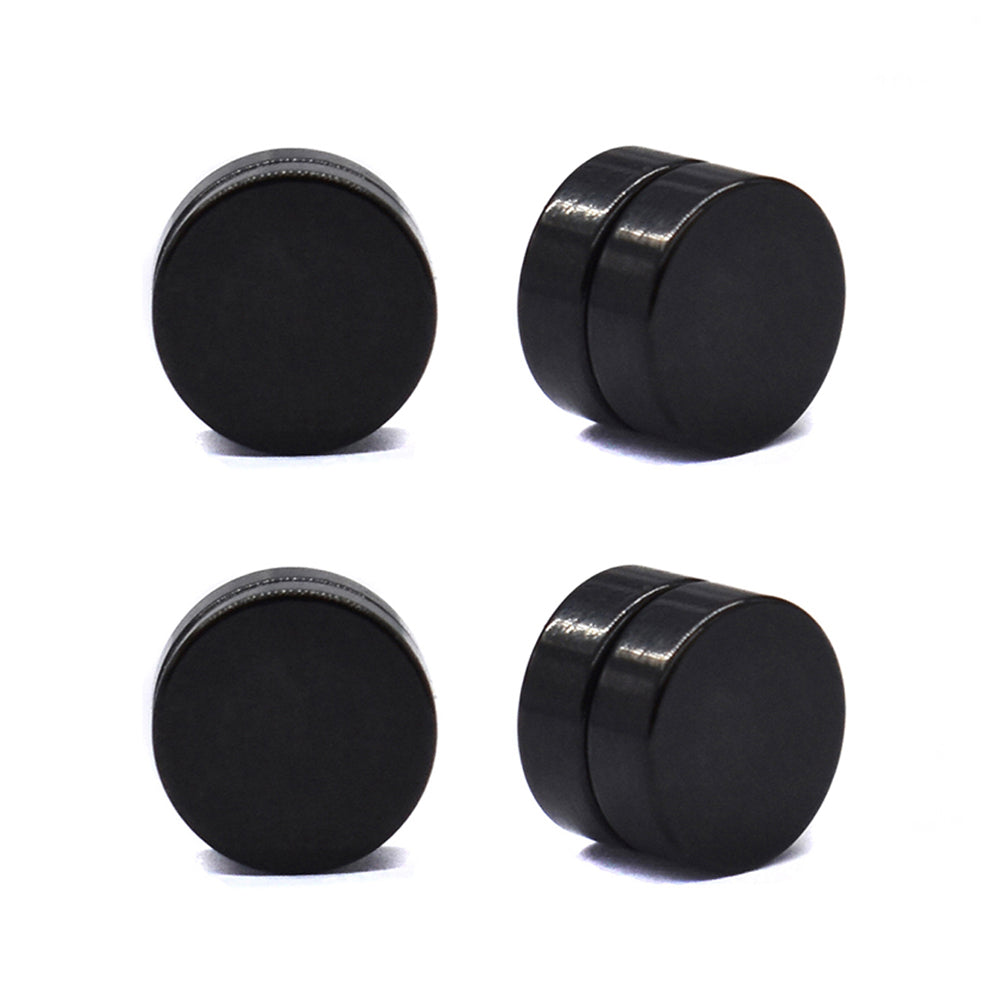 Buy 1 get 1 FREE - 2 Pack stainless steel black 10mm round magnetic stud earring - SSGE1461