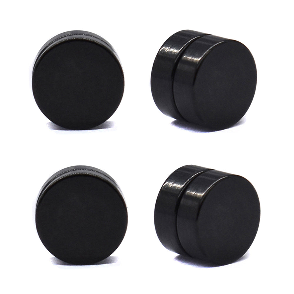 2 Pack stainless steel 12mm magnetic black stud earring - SSGE1462
