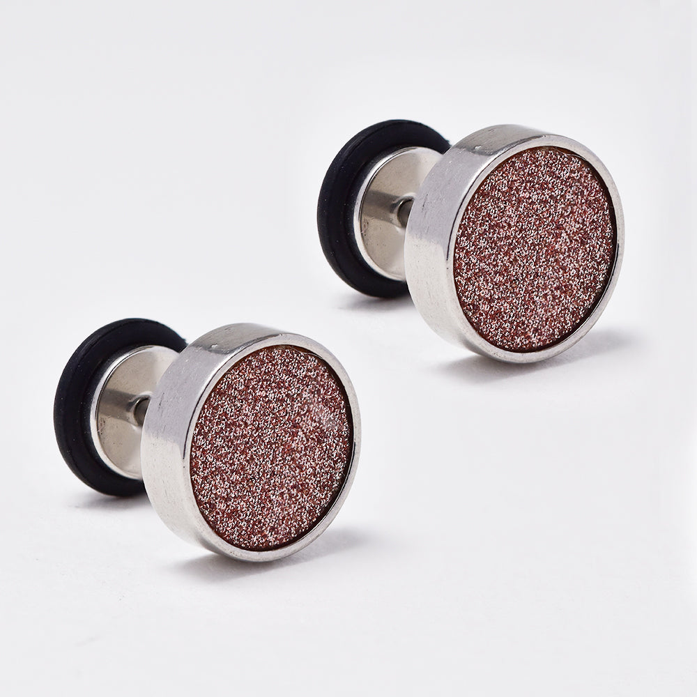 Stainless steel rose gold glitter earring - SSGE215