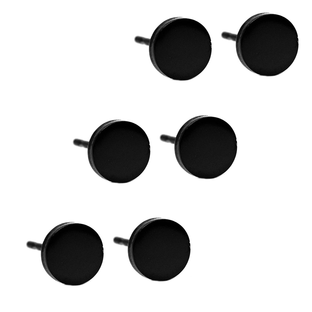3 Pack stainless steel round black 6mm stud - SSGE3120