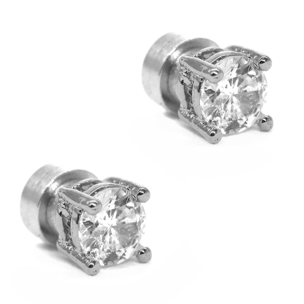 Stainless steel 4mm cubic zirconia magnetic stud earring - SSGE6562
