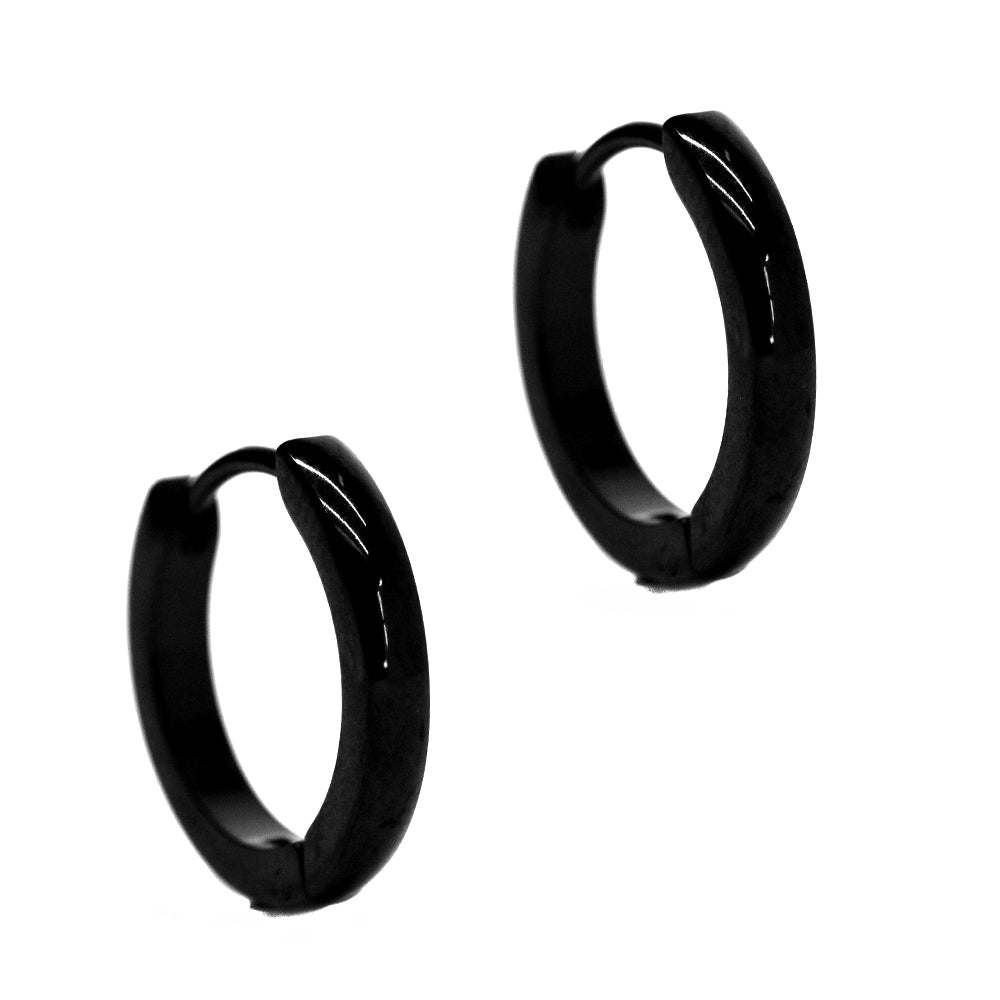 Stainless steel black plated huggie - SSGE7540