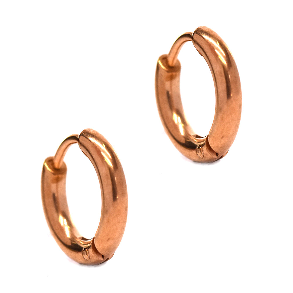 Stainless steel small rose gold plated huggie - SSGE7542
