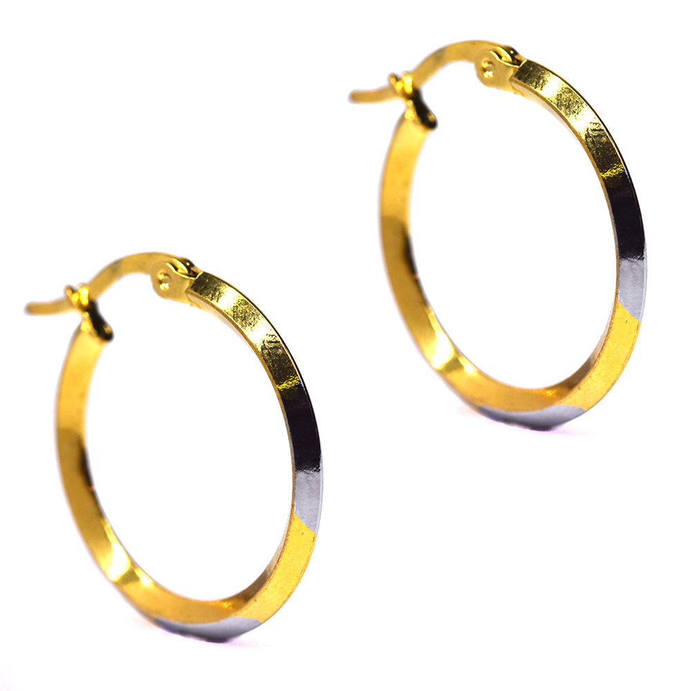 Stainless steel two tone 25mm Hoops - SSGE7554