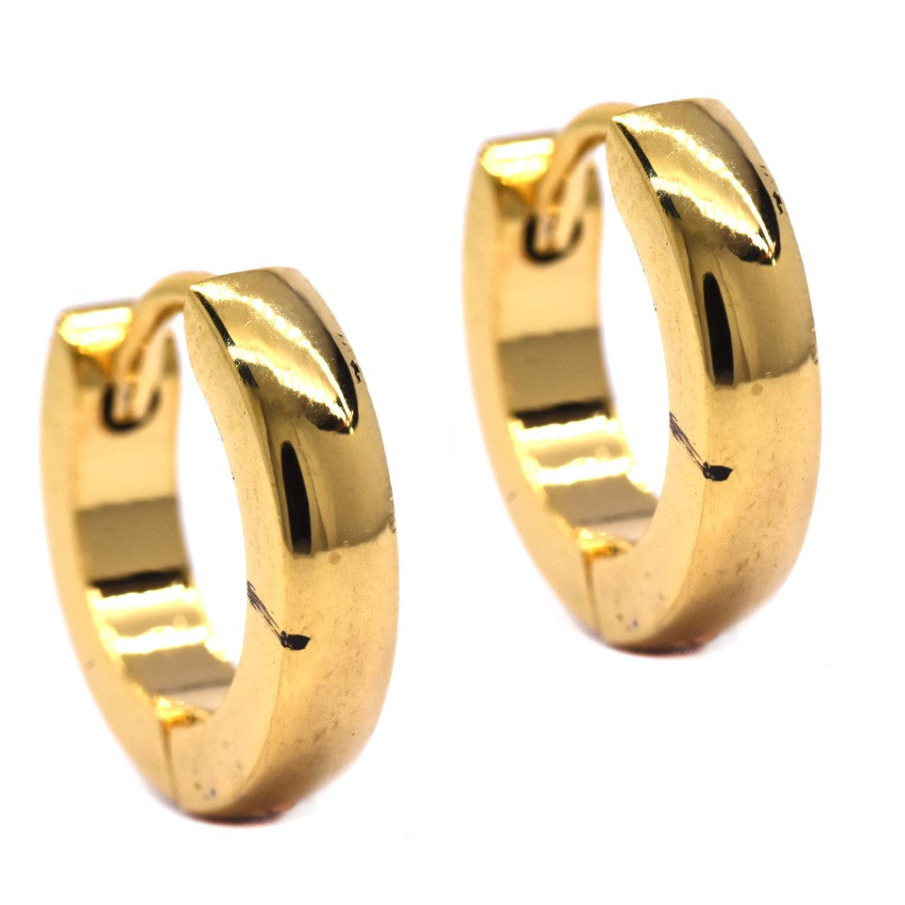Stainless steel shiny gold plated huggie - SSGE9010