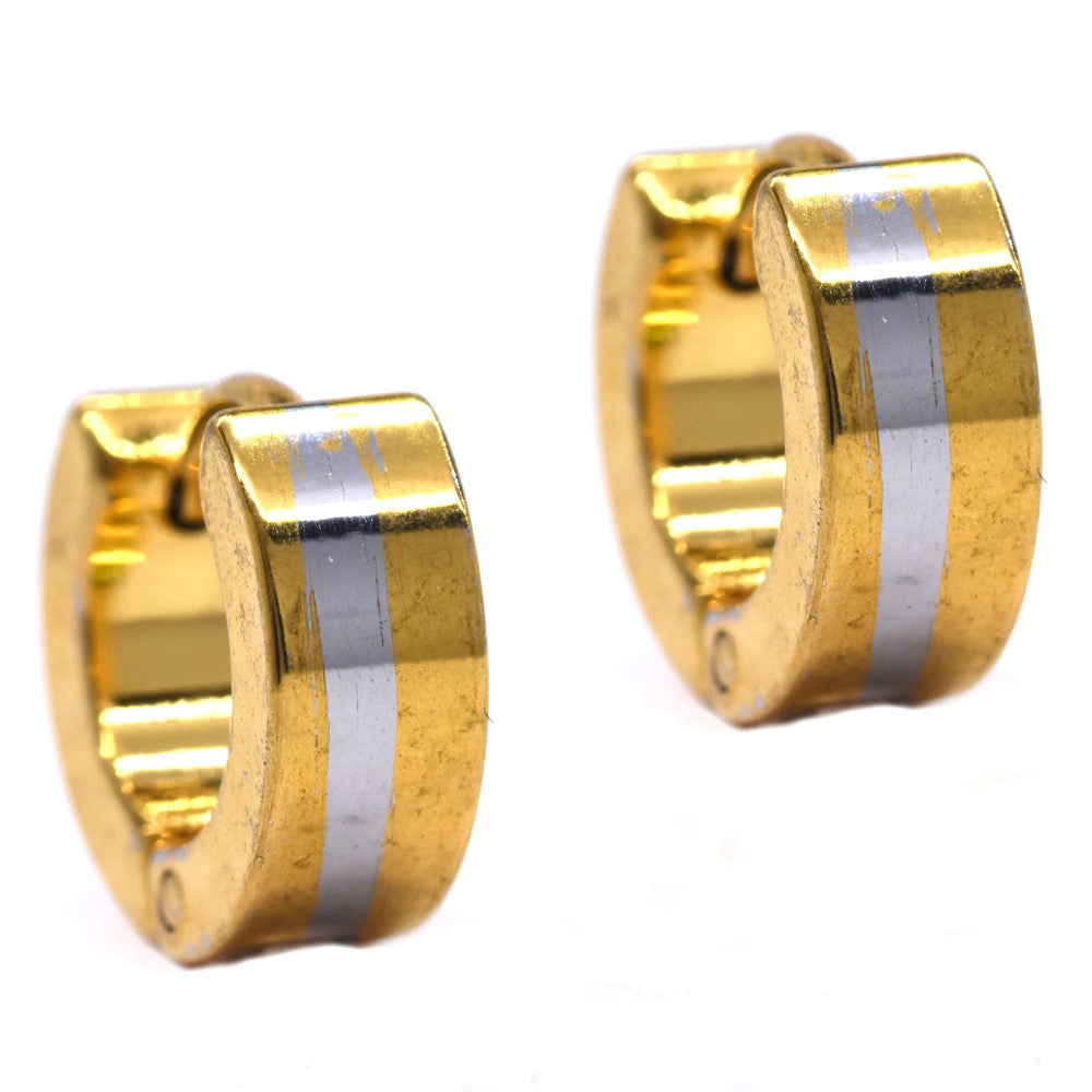 Stainless steel one line gold plated flat huggie - SSGE9111