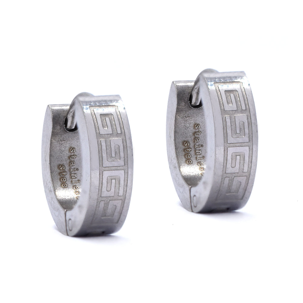 Stainless steel geometrical pattern huggie earrings - SSGE9440