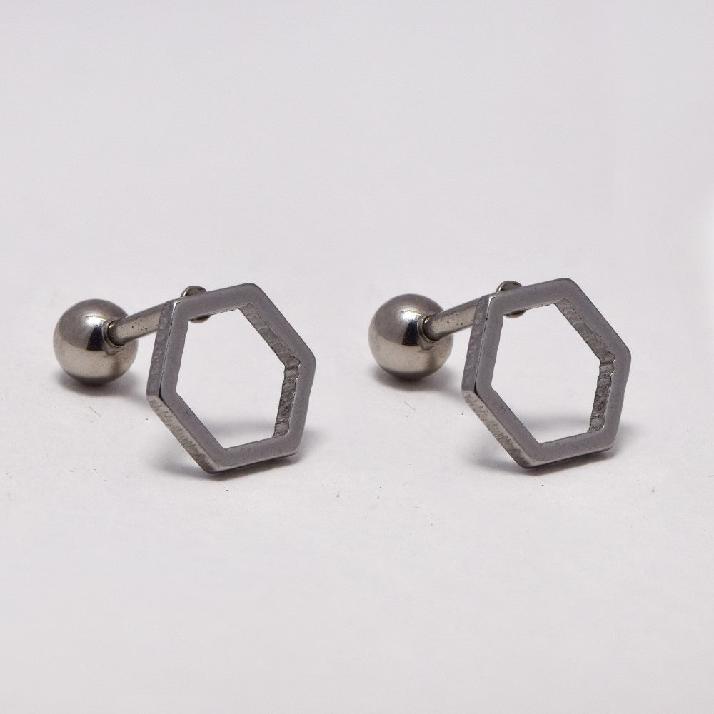 Stainless steel cutout hexagon studs with ball closure - SSGE944