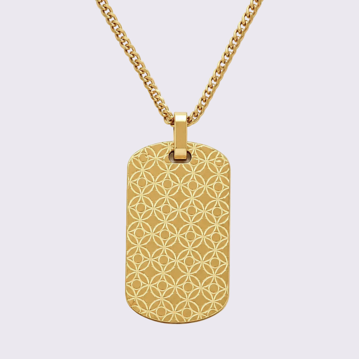 SSGN1529 - Steel 45cm + 5cm geometric pattern dog tag necklace