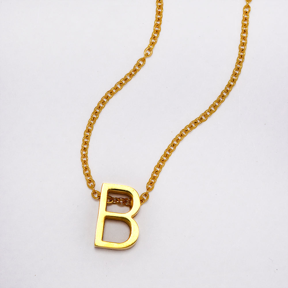Stainless steel gold plated B initial necklace - SSGN6389