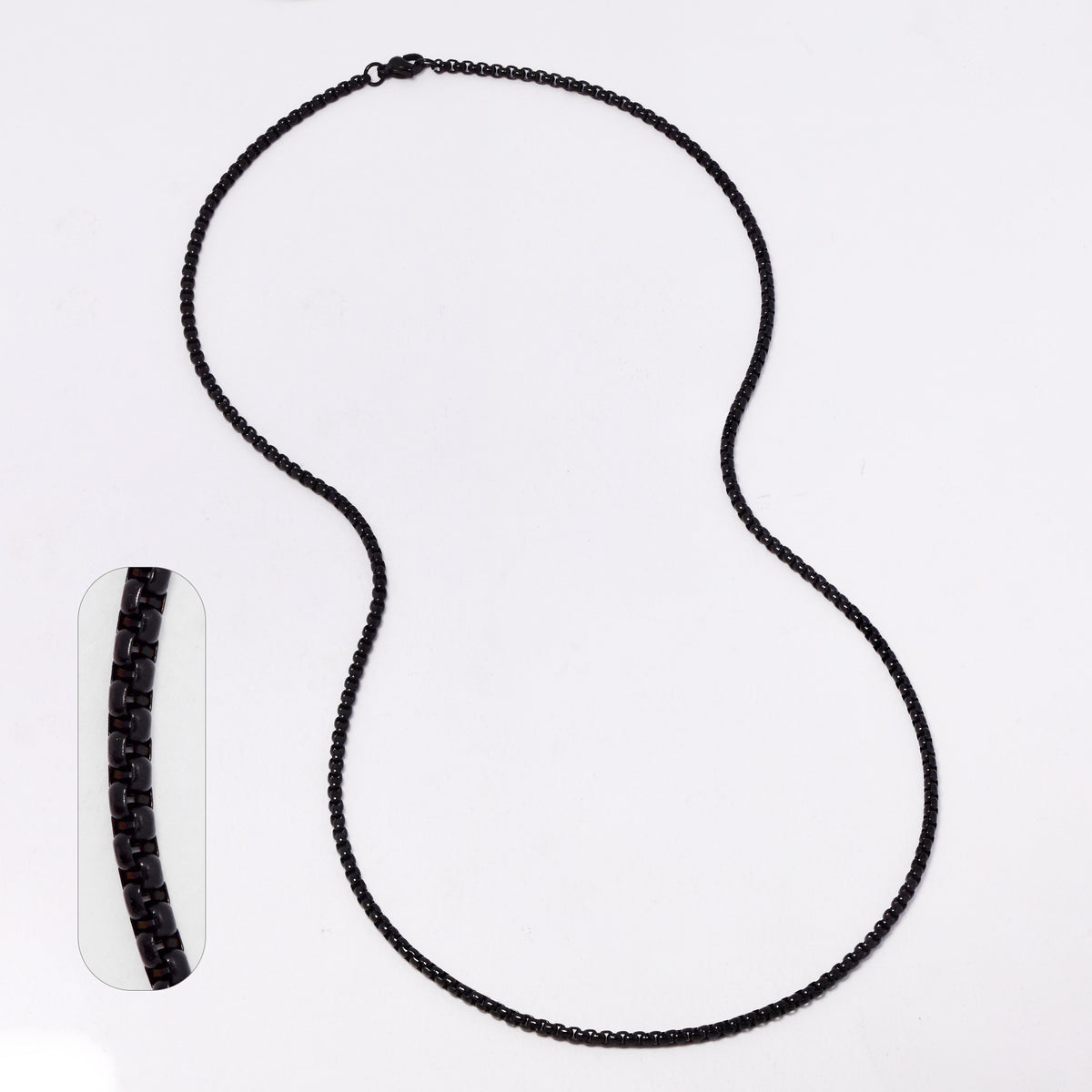 Stainless steel black 3mm x 60cm rolo chain - SSGN9024