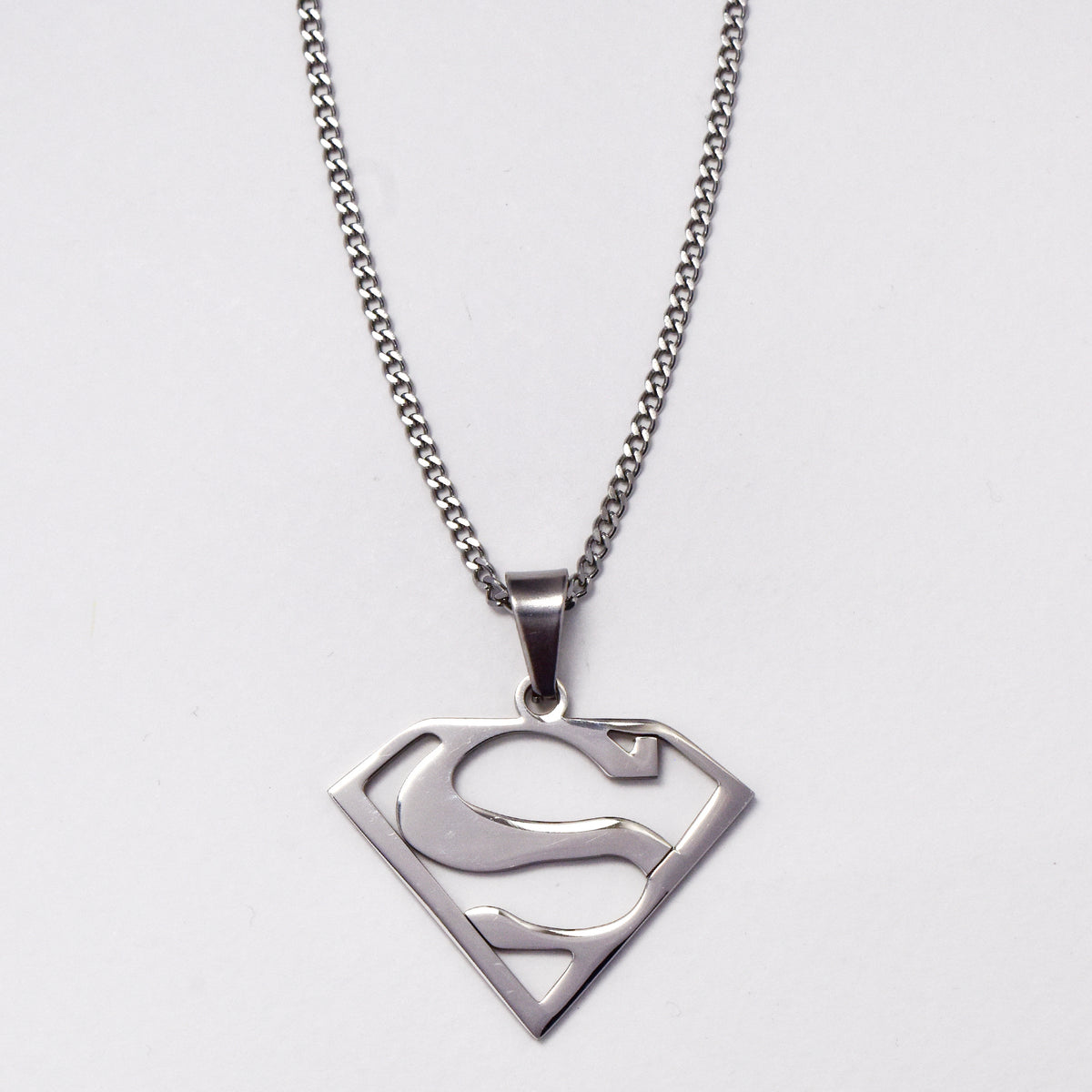 Stainless steel superman pendant on chain - SSGP1557