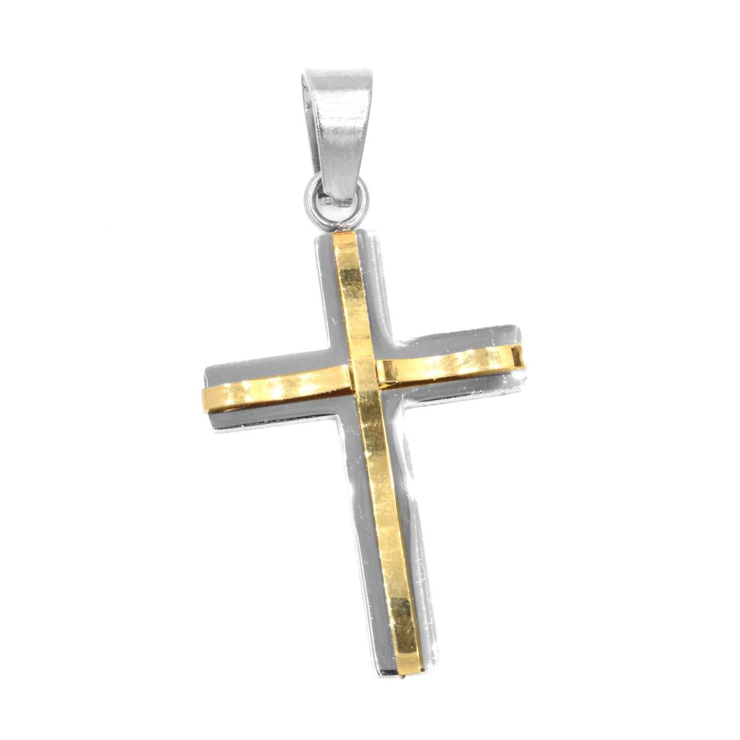 Stainless steel wave cross pendant - SSGP3008