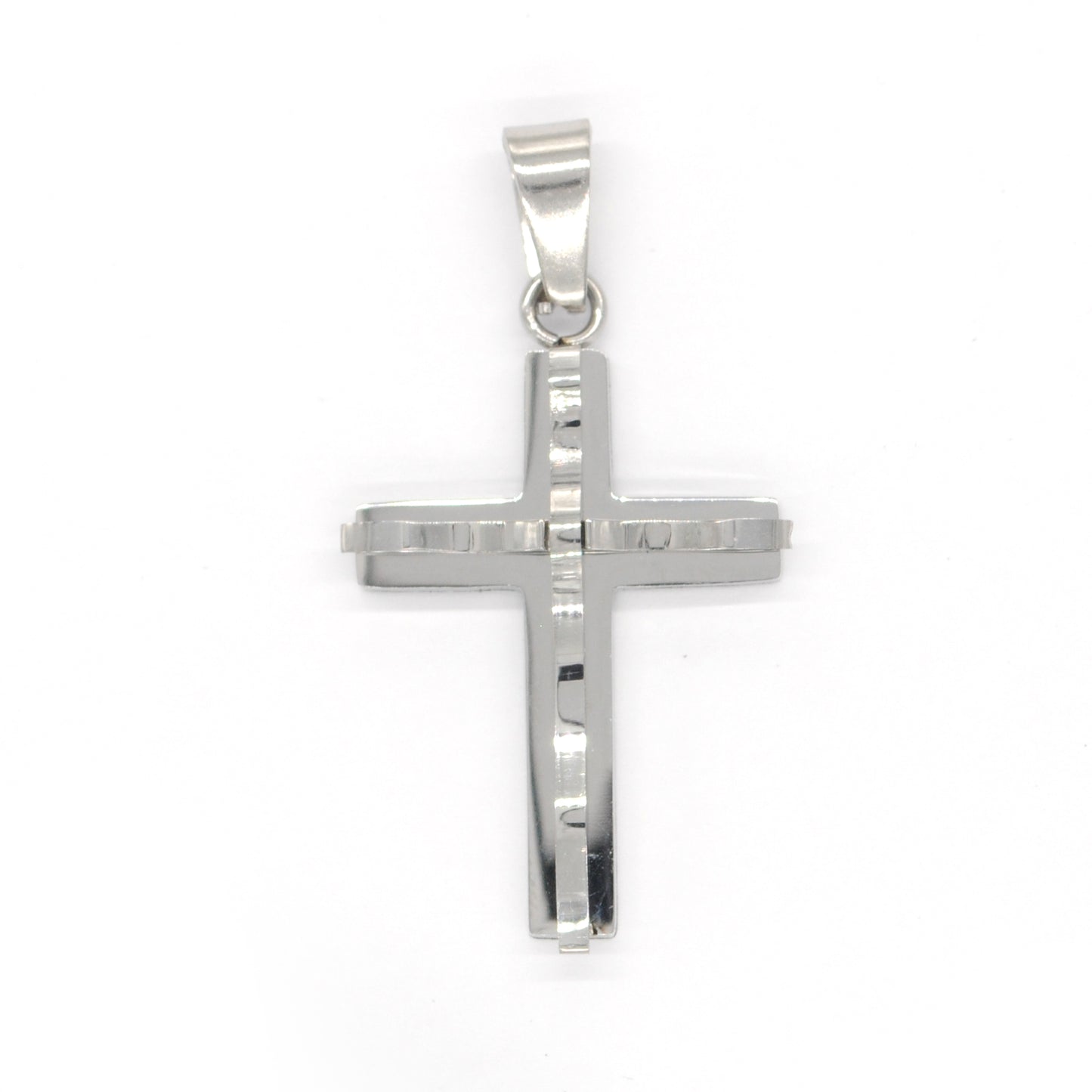 Stainless steel wave cross pendant - SSGP3008