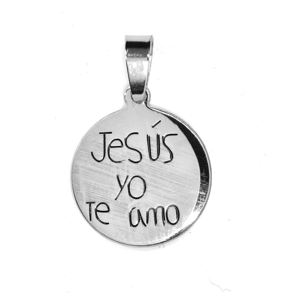 Stainless steel Spanish engraved round pendant - SSGP7487