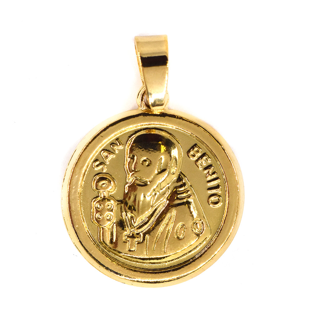 Stainless steel gold figure disc pendant - SSGP7489
