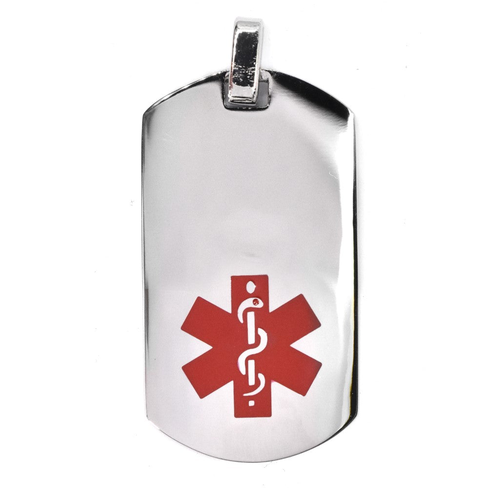 Stainless steel medical dog tag pendant on chain - SSGP7653