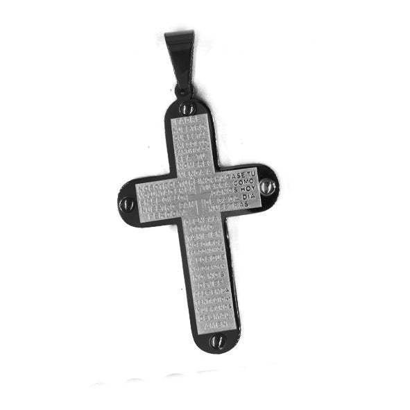 Stainless steel prayer engraved cross pendant - SSGP9211