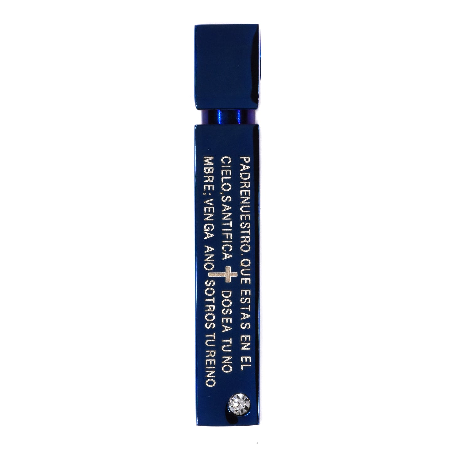 Stainless steel cubic zirconia engraved bar blue plated pendant - SSGP9228