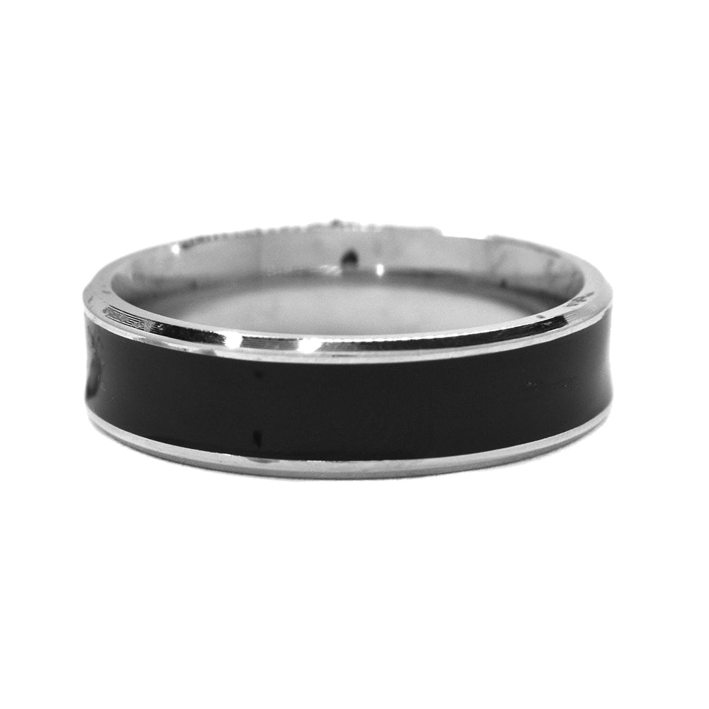 Stainless steel black slant edge band ring - SSGR286